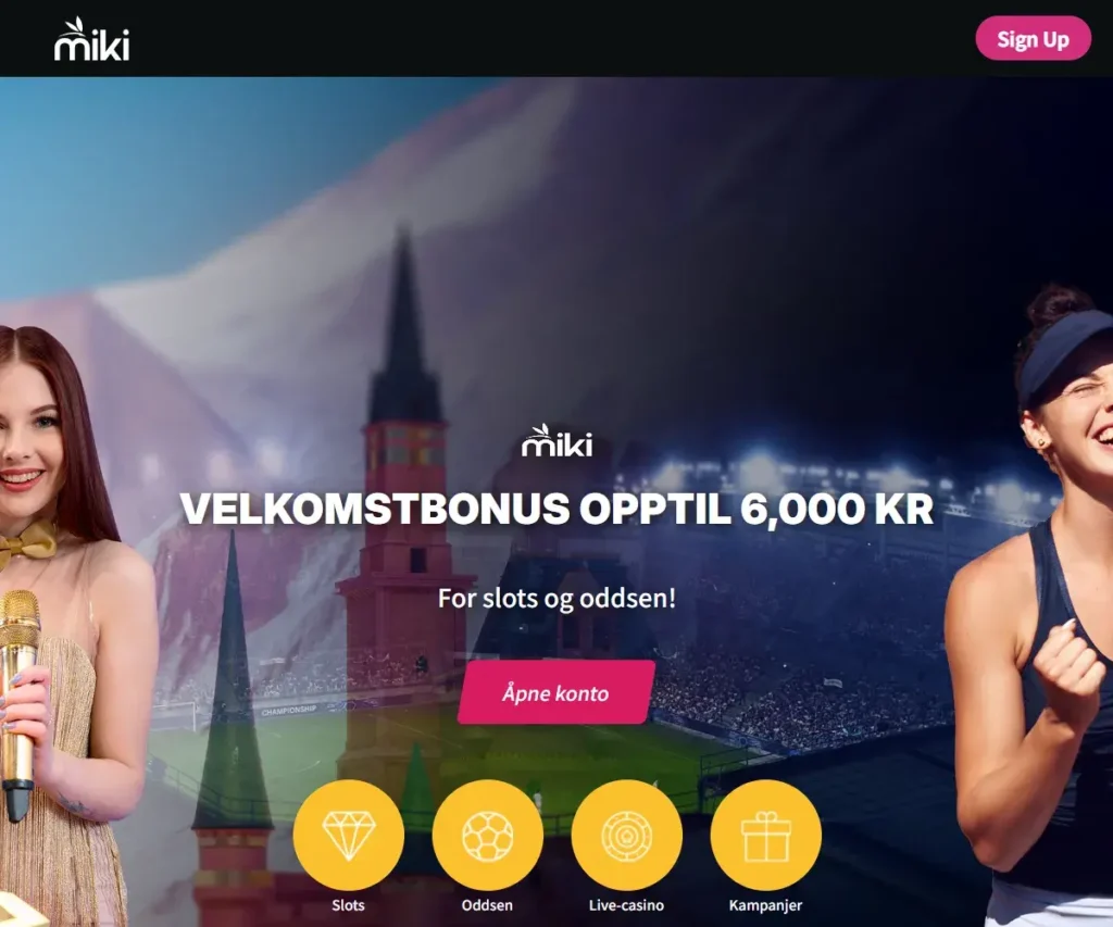 Miki Casino omtale – skjermbilde fra nettsiden
